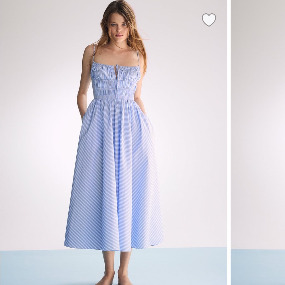 Altuzarra Blue Smocked Pleated Midi Sundress NWOT